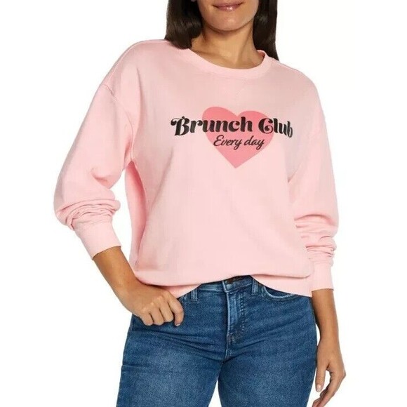 Wildfox Sweaters - Wildfox Brunch Club Everyday Pink Graphic Crewneck Sweatshirt Size Small NWT